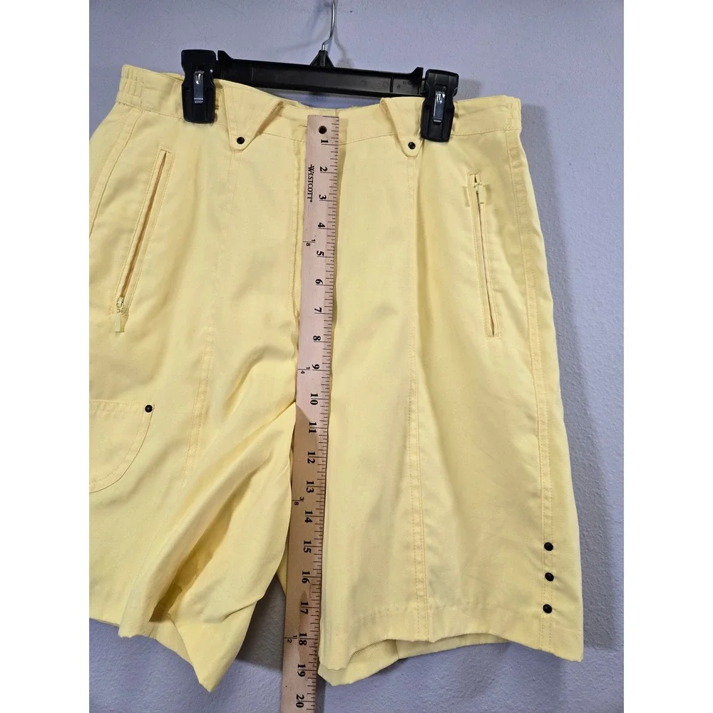 Jamie Sadock Golf Athletic High Rise Zip Pocket Bermuda Shorts Yellow Size 8 - Picture 6 of 9